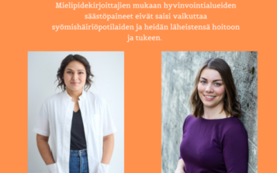 Yhteinen mielipidekirjoitus Kangasalan Sanomat 9.4.: Hyvinvointialueet eivät saa heikentää syömishäiriöpotilaiden hoitoa tai heidän läheistensä tukea